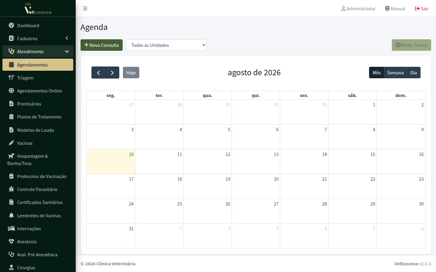 VetEssence — Agenda e fluxo de atendimentos